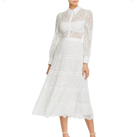 Alice and Olivia Anaya Tiered Midi Lace Sheath Dress - Picture 5 of 5